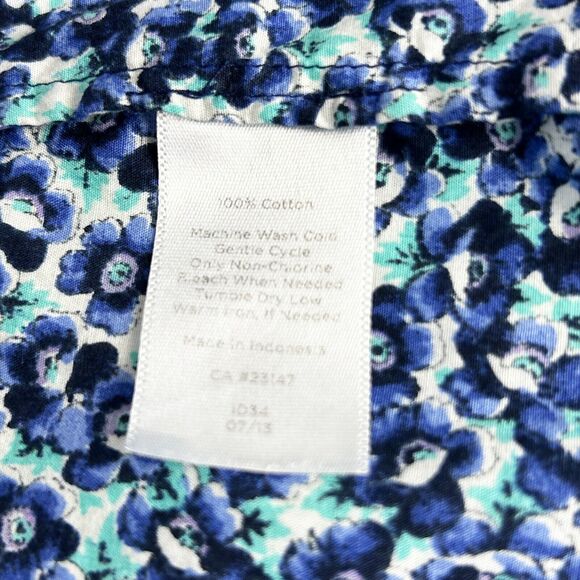 Talbots Ink Blue Purple Green Floral Print Long Sleeve Blouse - Women's 14 - Picture 7 of 11